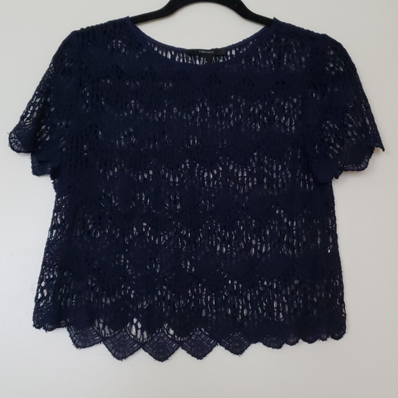 ** 2 for $15 ** Forever 21 - Crochet Cropped Tees - Picture 2 of 7